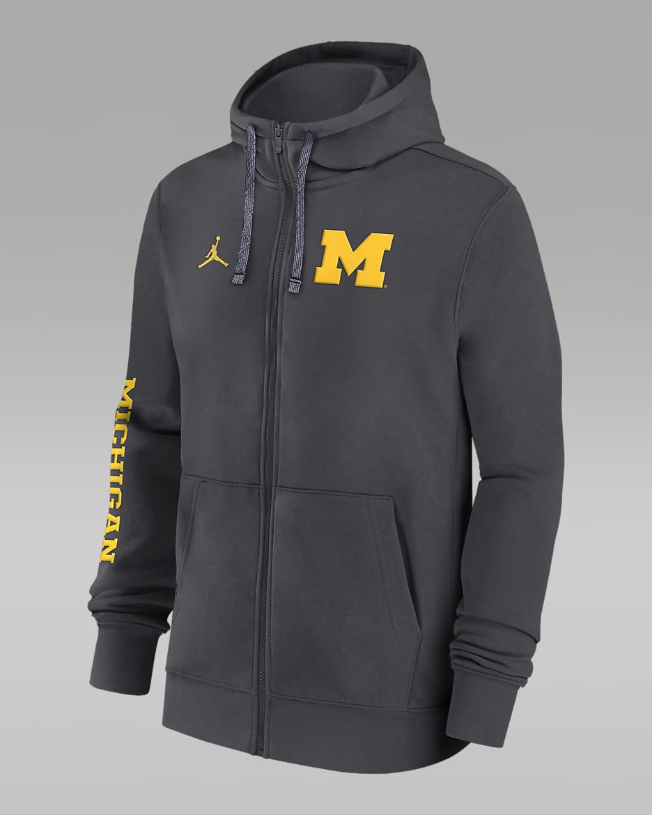 Michigan Wolverines Sideline Team Issue Men s Jordan College Full Zip Hoodie. Nike